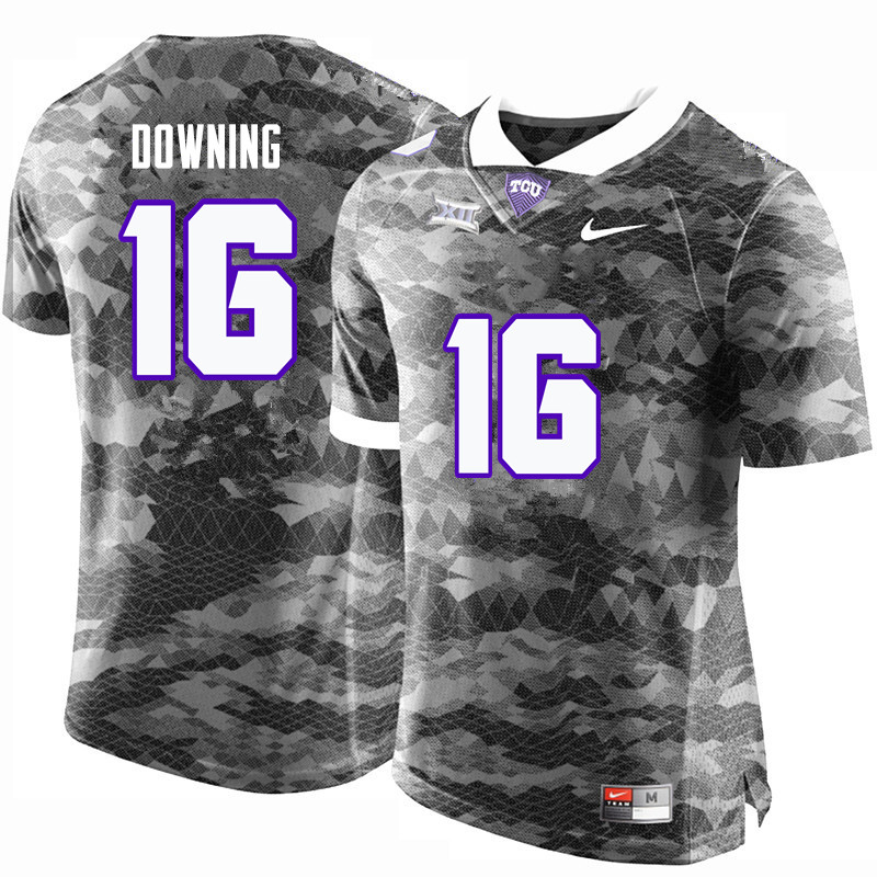 Men #16 Michael Downing TCU Horned Frogs College Football Jerseys-Gray - Click Image to Close